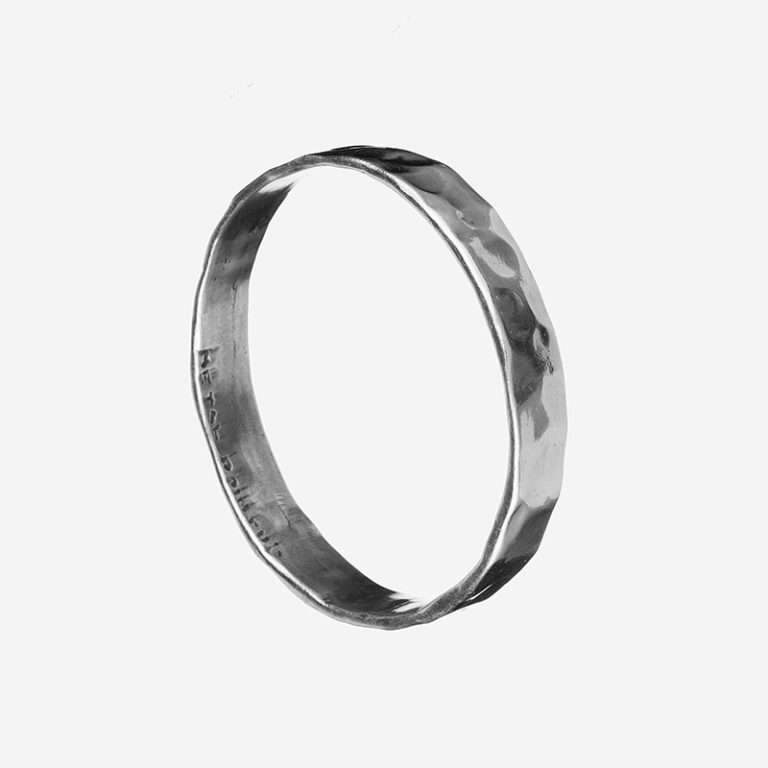 Bracelet Jonc Martelé En Argent 925 - Poli Miroir 60mm - Bijou Femme
